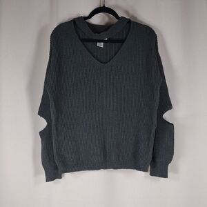 Ruby Moon Sweater Women’s XL Green Gray V-Neck Wool Cotton Stretch Casual Fall